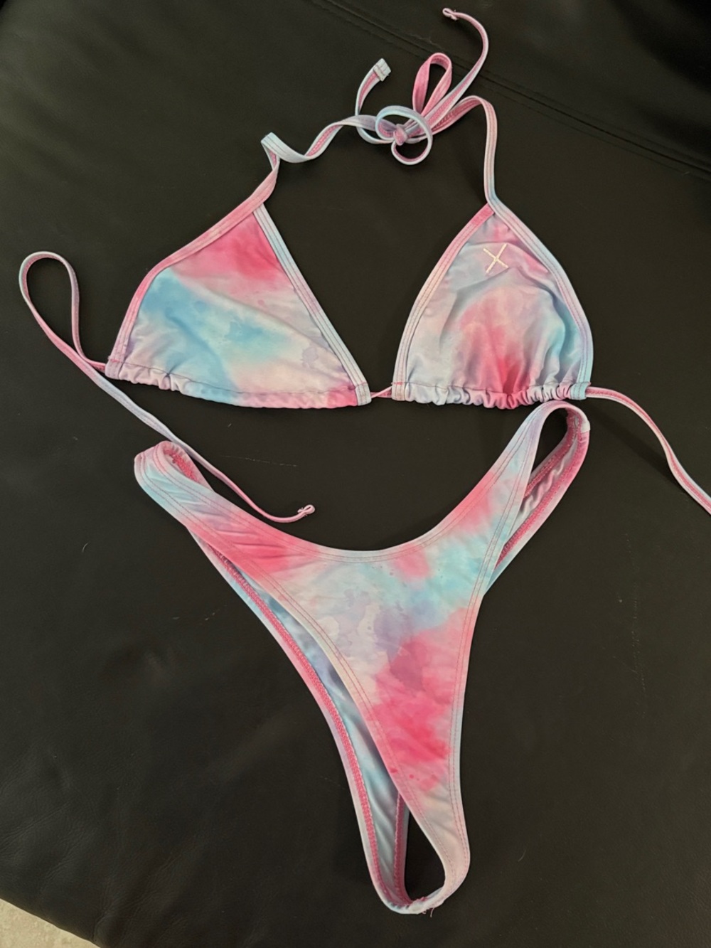 Boutine LA Pink & Blue Tie-Dye Triangle Bikini